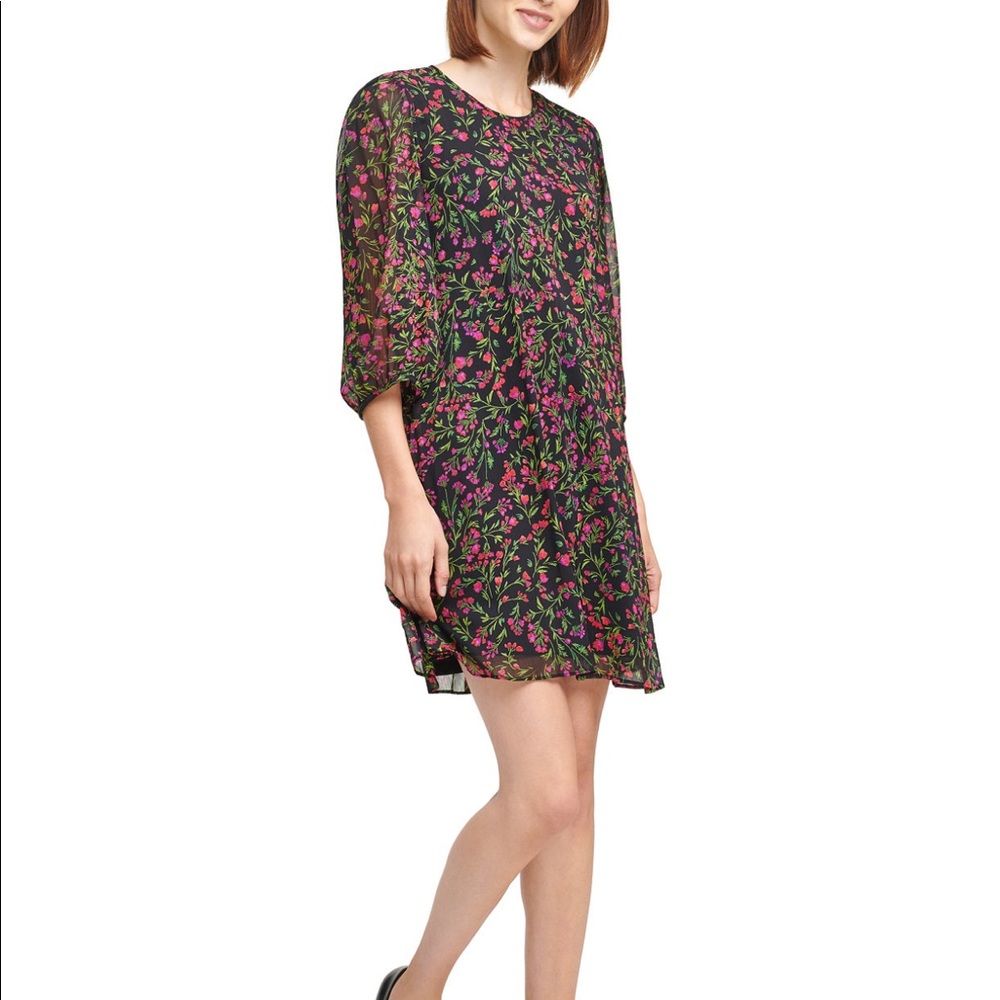 Calvin Klein 3/4 Balloon-Sleeve Shift Dress